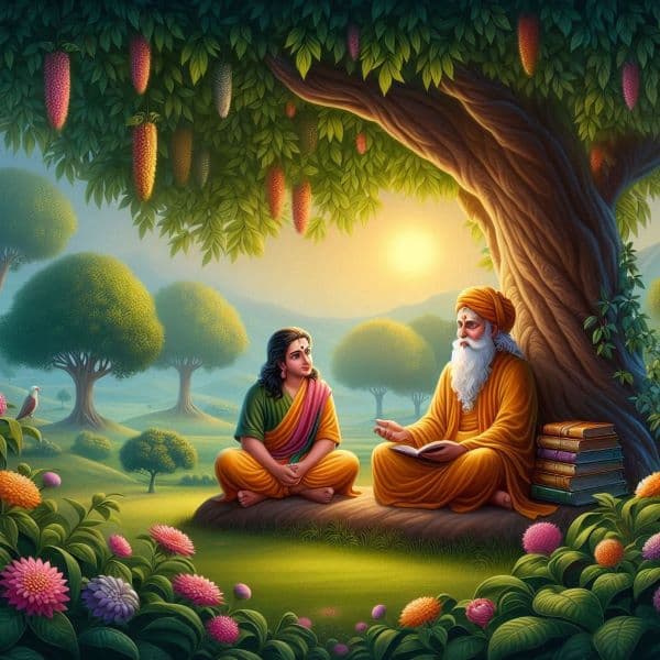 People studying sacred texts on Guru Purnima