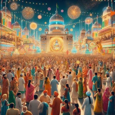 Rama Navami festival celebration Lord Rama temple decorations with flowers and lights