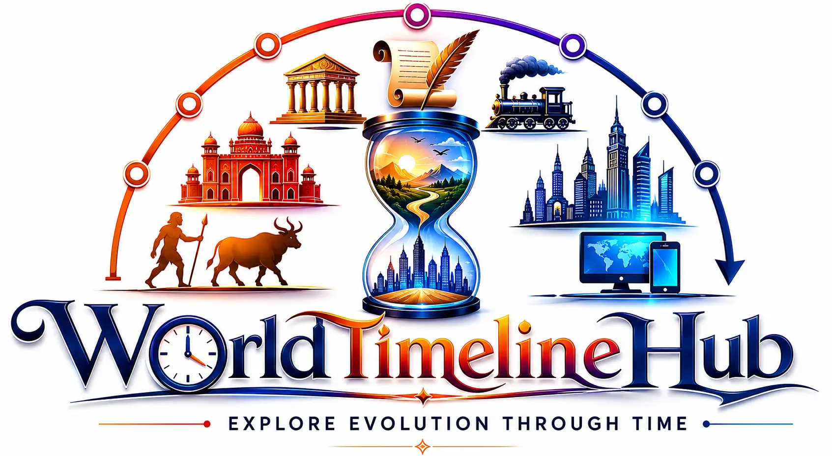 WorldTimelineHub logo — explore evolution through time
