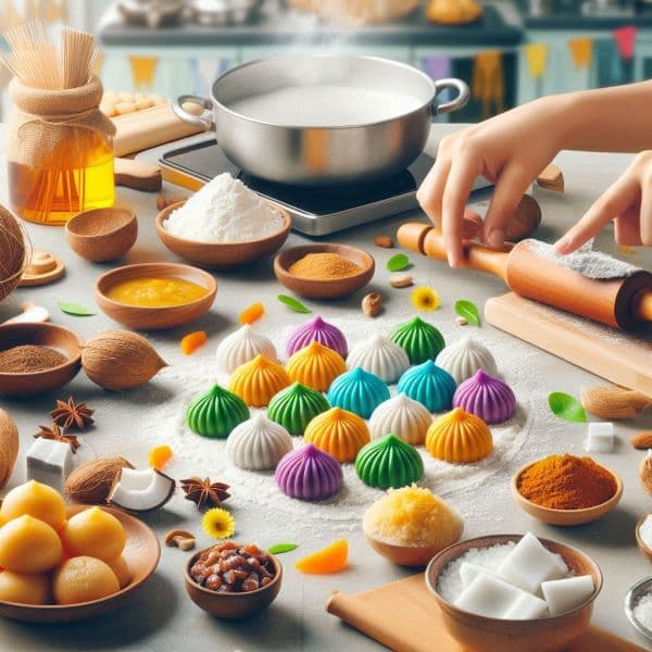 Traditional modak sweet offerings for Lord Ganesha