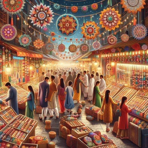 People purchasing Rakhi