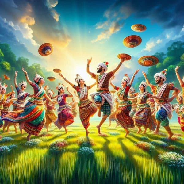 Farmers celebrating harvest season with traditional Makara Sankranti festivities in fields