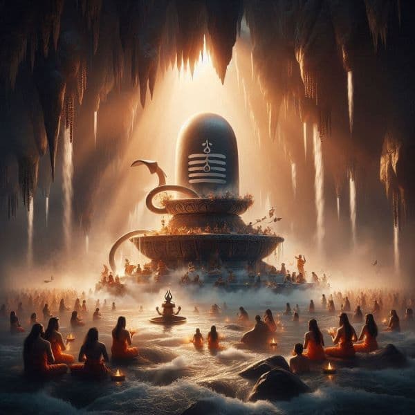 Ritual bathing of Shiva Lingam