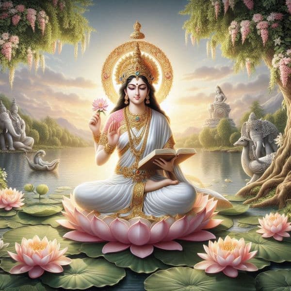 lord saraswathi with book
